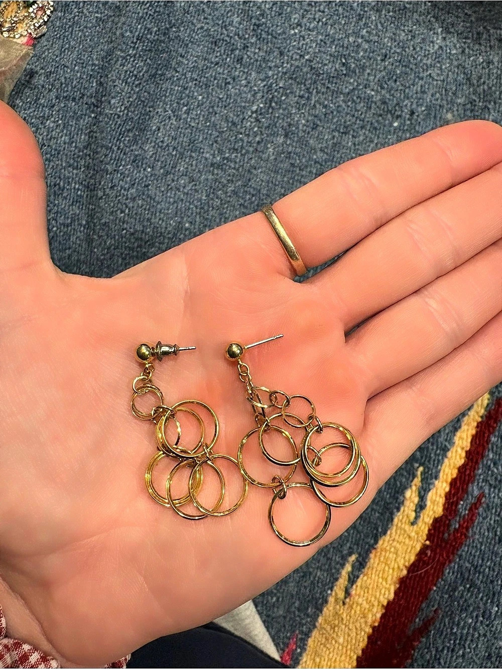 Gold-Tone Circle Drop Earrings